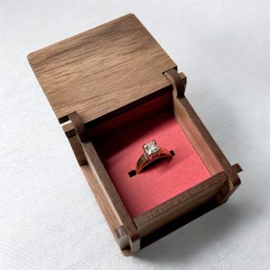 Laser Cut Wood Ring Box for Wedding Vector