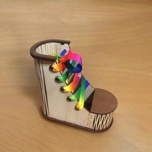 Laser Cut Wood Shoe Pencil and Brush Stand Vector