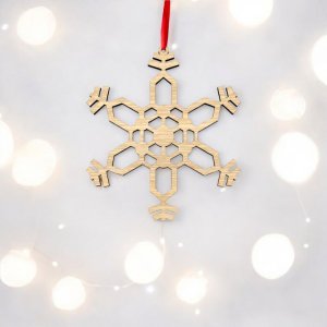 Laser Cut Wood Snowflake Christmas Tree Ornament Vector