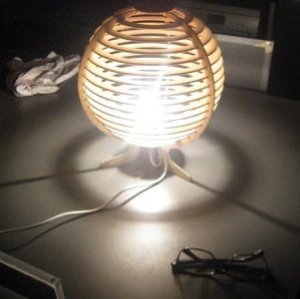Laser Cut Wood Spherical Bedside Lamp