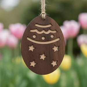 Laser Cut Wooden 2 Layers Easter Egg Ornament