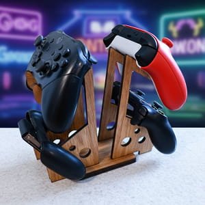 Laser Cut Wooden 4 Controller Holder Stand