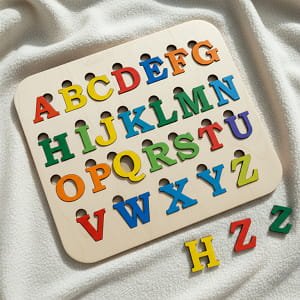 Laser Cut Wooden ABC Alphabet Puzzle Board Toddler Educational Toy