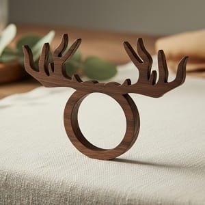 Laser Cut Wooden Antler Napkin Ring