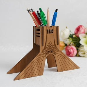 Laser Cut Wooden Azadi Tower Pencil Holder