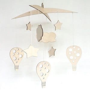 Laser Cut Wooden Baby Crib Mobile