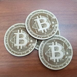 Laser Cut Wooden Bitcoin Magnet | Engraved Cryptocurrency Magnet