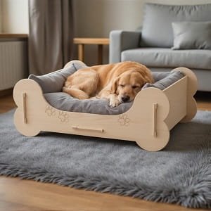 Laser Cut Wooden Bone Shaped Pet Dog Bed