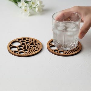 Laser Cut Wooden Bubble Pattern Drink Coaster
