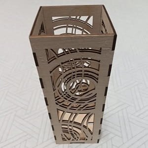 Laser Cut Wooden Candle Holder with Intricate Geometric Pattern
