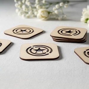 Laser Cut Wooden Captain America Shield Drink Coaster