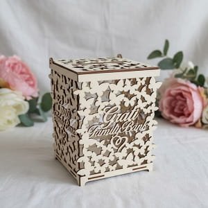 Laser Cut Wooden Card Box Family Bank for Wedding
