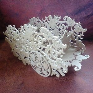 Laser Cut Wooden Carriage Flower Basket Centerpiece
