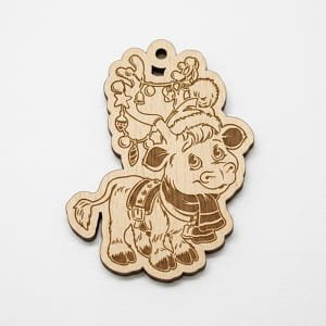 Laser Cut Wooden Cartoon Cow Keychain