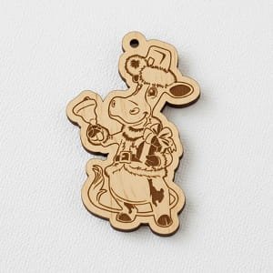 Laser Cut Wooden Cartoon Cow Keyring