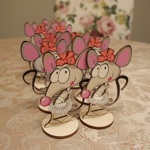 Laser Cut Wooden Cartoon Mouse Napkin Holder