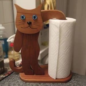 Laser Cut Wooden Cat Paper Towel Holder