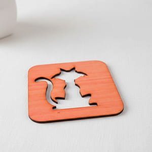 Laser Cut Wooden Cat Tea Coaster