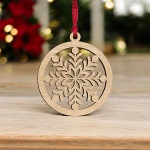 Laser Cut Wooden Christmas Ball Ornament Vector