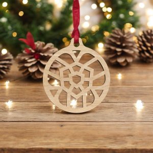 Laser Cut Wooden Christmas Bauble Decoration Vector