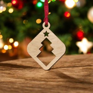 Laser Cut Wooden Christmas Craft Ornament Vector