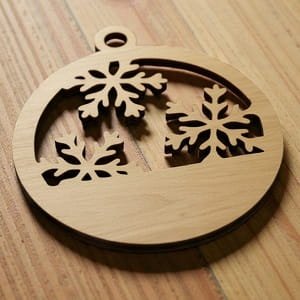 Laser Cut Wooden Christmas Tree Snowflake Bauble