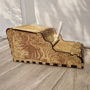 Laser Cut Wooden Cigarette Holder Box Vector