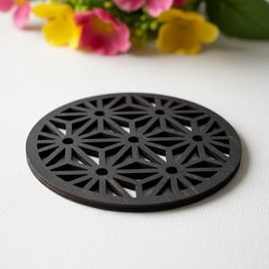 Laser Cut Wooden Coaster with Japanese Asanoha Pattern