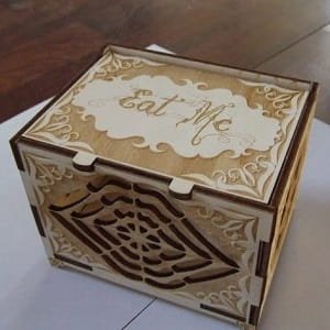 Laser Cut Wooden Cookie Box with Hinged Lid