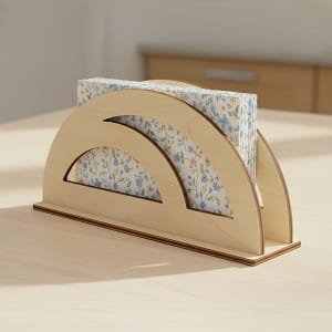 Laser Cut Wooden D Shape Napkin Holder