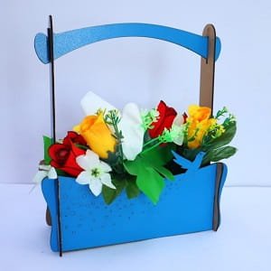 Laser Cut Wooden Decorative Flower Basket