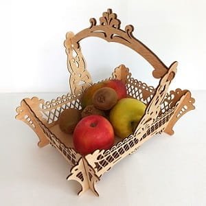 Laser Cut Wooden Decorative Fruit Basket