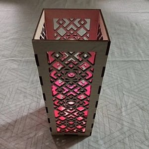 Laser Cut Wooden Decorative Lantern with Intricate Geometric Pattern