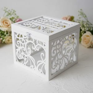 Laser Cut Wooden Decorative Wedding Card Box