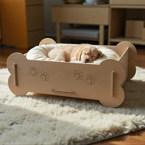 Laser Cut Wooden Dog Bed Pet Furniture