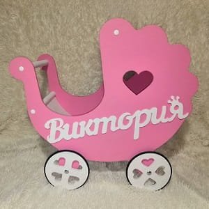 Laser Cut Wooden Doll Pram Baby Walker