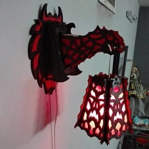 Laser Cut Wooden Dragon Wall Lamp