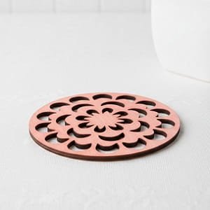 Laser Cut Wooden Drink Coaster with Floral Mandala Design