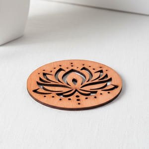 Laser Cut Wooden Drink Coaster with Lotus Flower Design