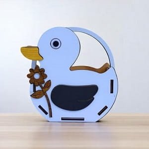 Laser Cut Wooden Duck Flower Basket