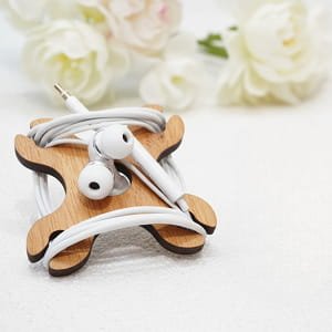 Laser Cut Wooden Earphone Holder and Cable Organizer