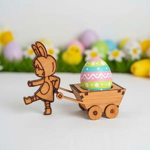Laser Cut Wooden Easter Bunny Egg Holder Cart