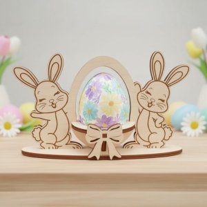 Laser Cut Wooden Easter Bunny Egg Tabletop Decoration