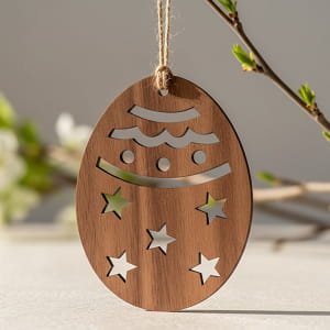 Laser Cut Wooden Easter Egg Festive Ornament