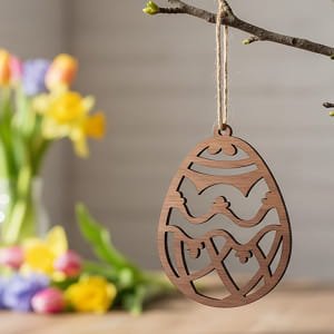 Laser Cut Wooden Easter Egg Hanging Ornament