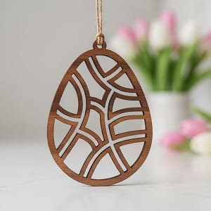 Laser Cut Wooden Easter Egg Ornament for Festive Decor