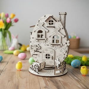 Laser Cut Wooden Easter House Egg