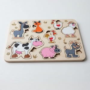 Laser Cut Wooden Farm Animal Puzzle Montessori Toddler Learning Toy