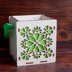Laser Cut Wooden Floral Gift Box