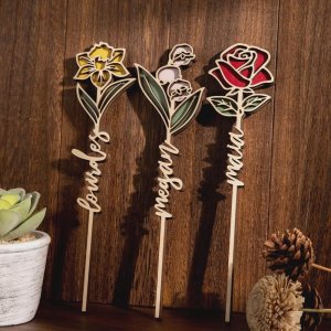 Laser Cut Wooden Flower Collection Gift for Lover